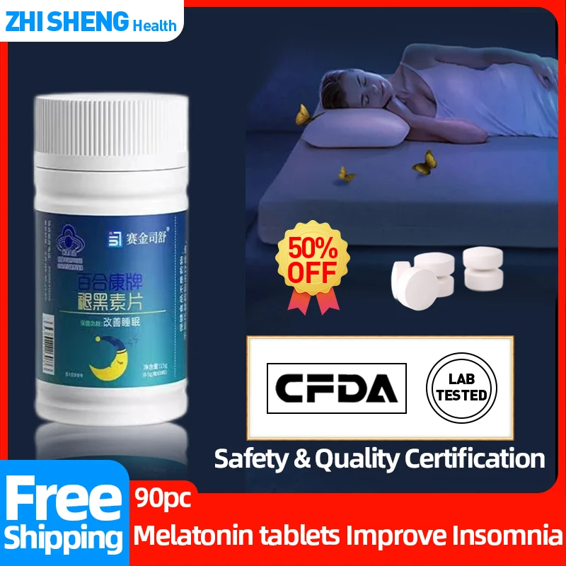 

Melatonin Capsules Sleeping Pills Insomnia Treatment Help Improve Deep Sleep Medicine Vitamin B6 Tablets Supplement CFDA Approve