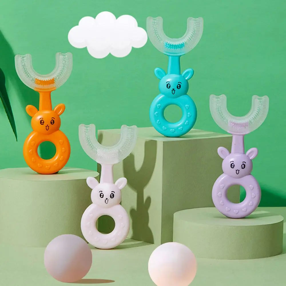 

Cartoon Animals U-shape Baby Toothbrush Children Silicone Toothbrush Teeth Cleaner 360 Degree Cute Toothbrush