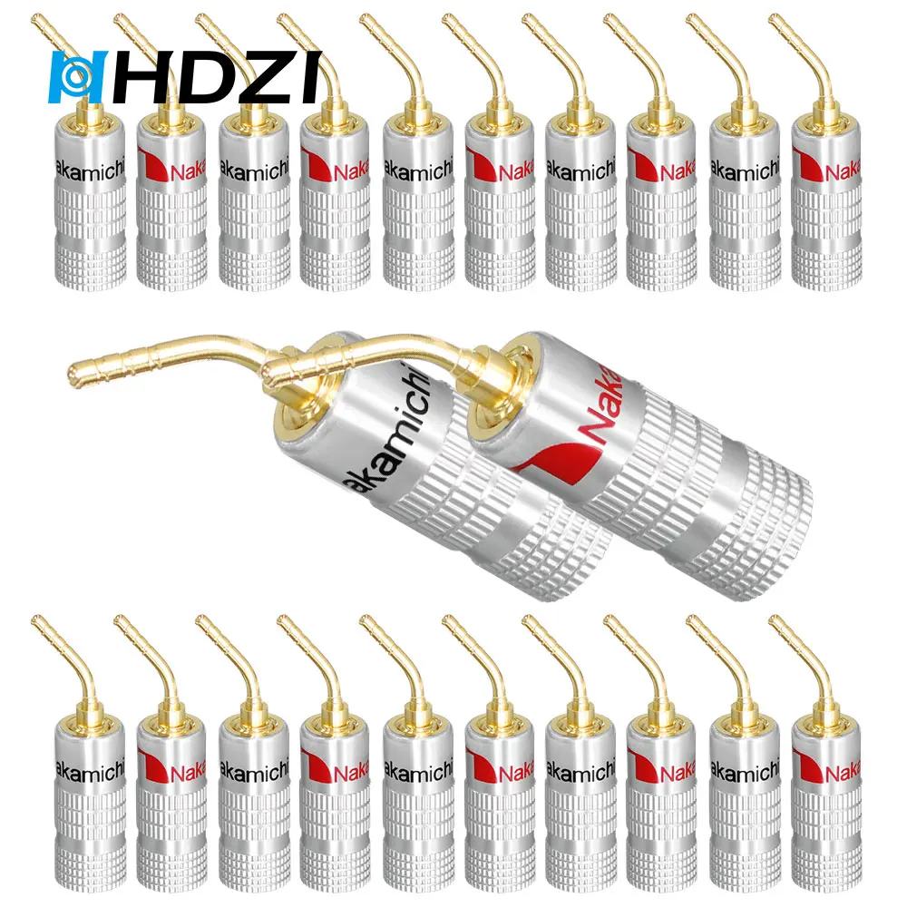 

HHDZI 24Pcs Nakamichi 24K Gold Plated Closed Screw Banana Speaker Plug Connectors for Speaker Wire, Wall Plate, Home Theater