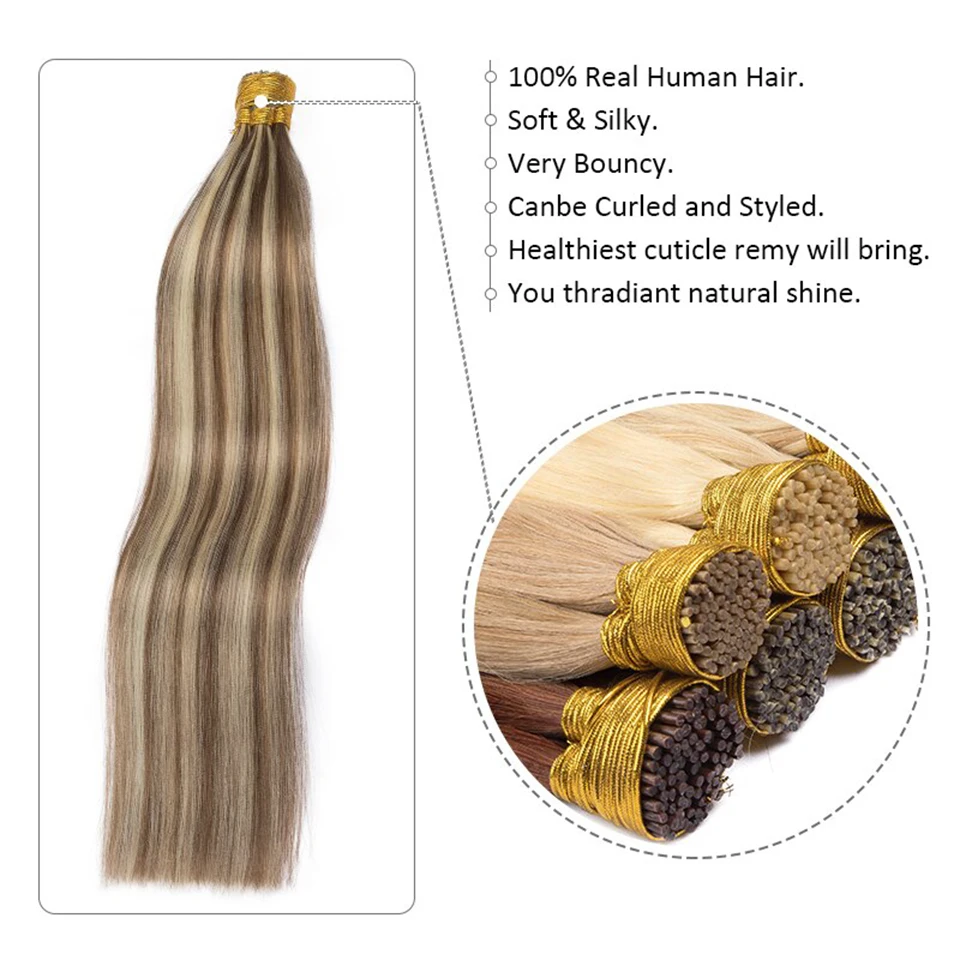 Прямые бразильские накладные Человеческие волосы Remy I Tips предварительно