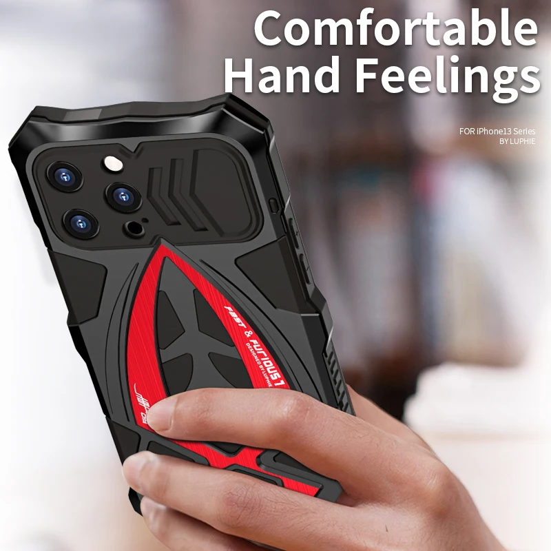 LUPHIE Aluminum Metal Silicone Shockproof Phone Case Cover For iPhone 13 12 11Pro Max SE2 7 8 Plus XR X XS MAX Anti-knock Cover