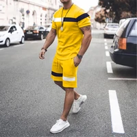 mens new summer explosion suit fashion casual minimalist sports t shirt personalized sports shorts two piece suit