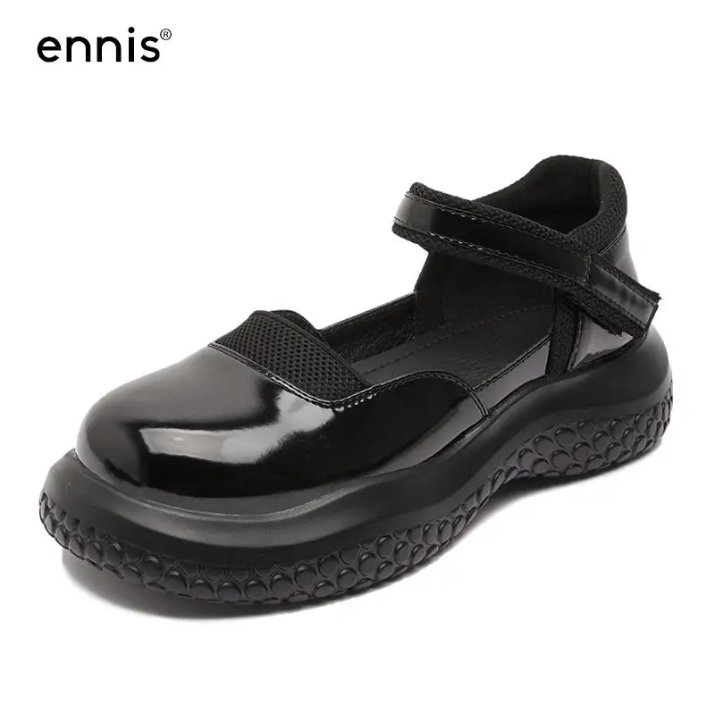

ENNIS Lolita Mary Jane Shoes Women's loafers Genuine Leather Casual Shoes Thick Slole Japanese Shoes Fashion 2022 Summer E251