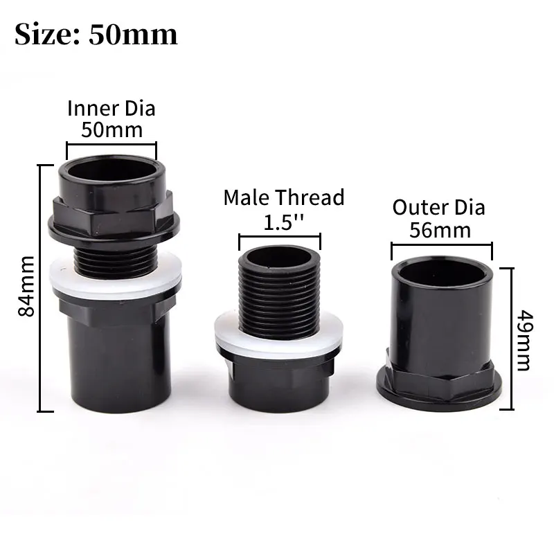SgooHan Черный соединитель для труб из ПВХ 20~50 мм