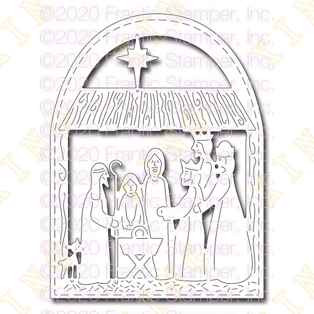 

Hot Arched Nativity 2022 New Metal Cutting Dies Scrapbook Diary Decoration Stencil Embossing Template Diy Greeting Card Handmade