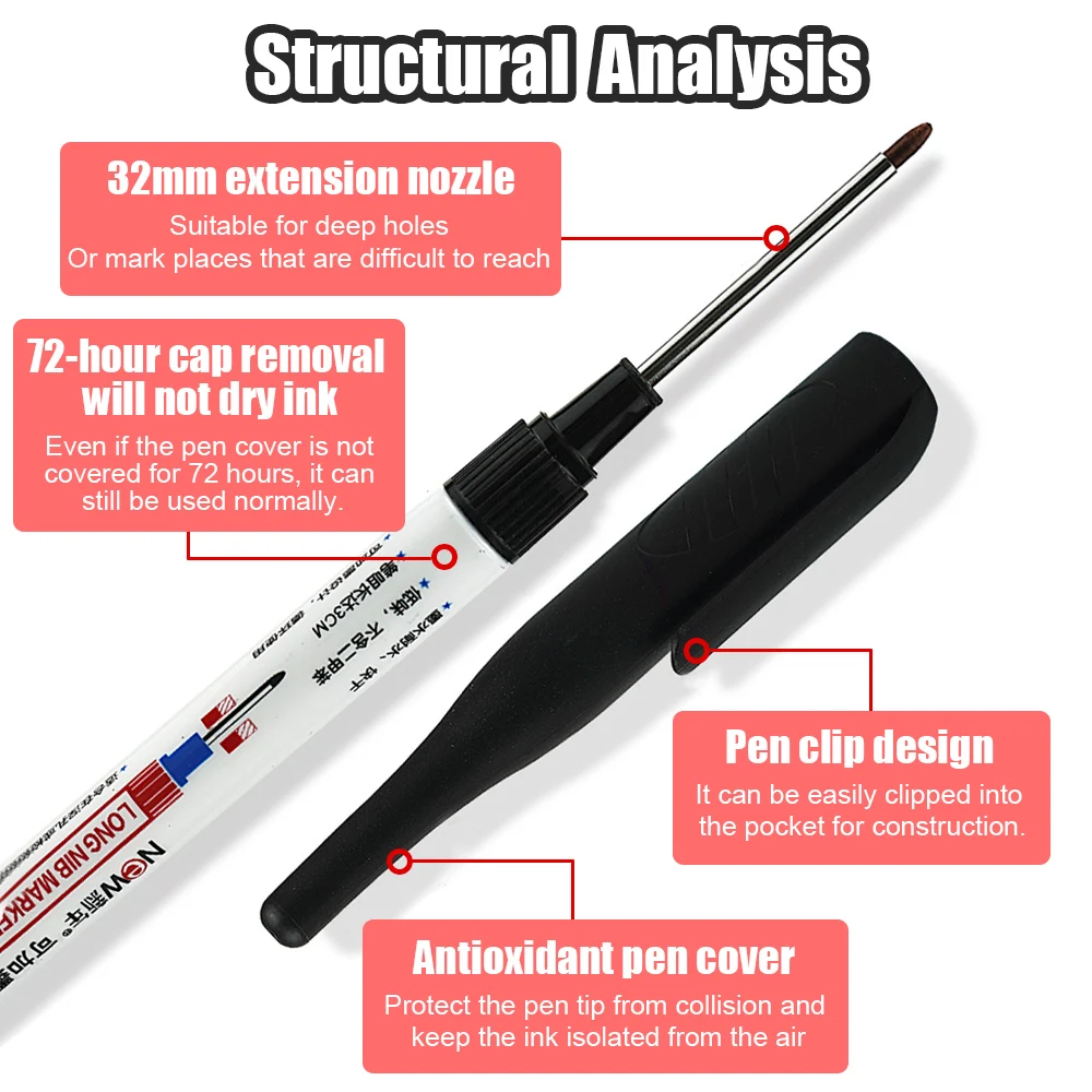Водостойкая Маркировочная Ручка 32 Мм С Глубоким Отверстием И Длинным