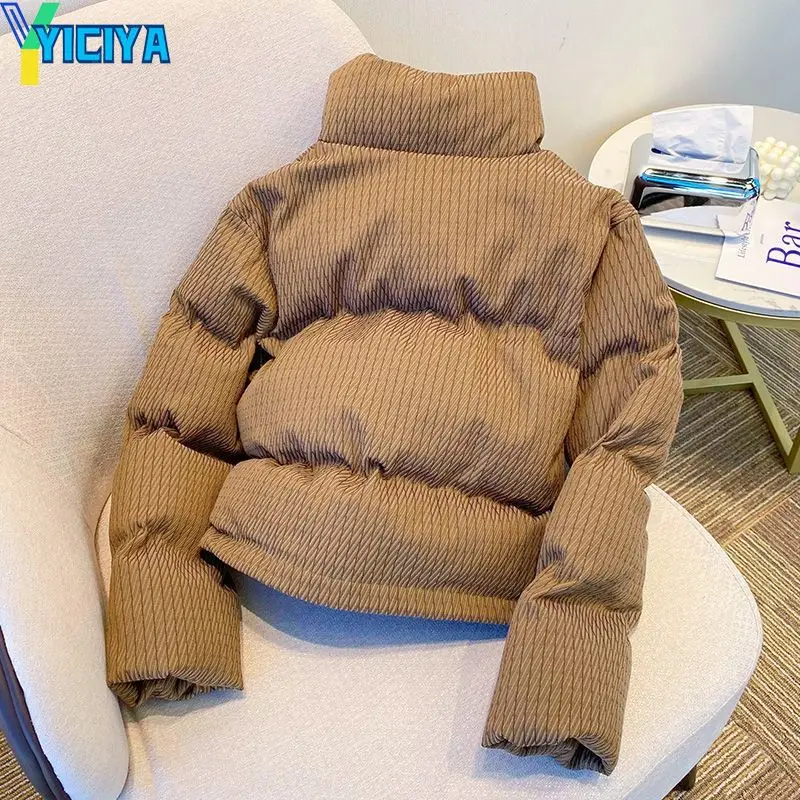 YICIYA Winter Jacket Women 2023 Fashion Parkas Thick Warm Streetwear Cotton Coat Stand Collar Casual Pockets Zipper Coat Outwear