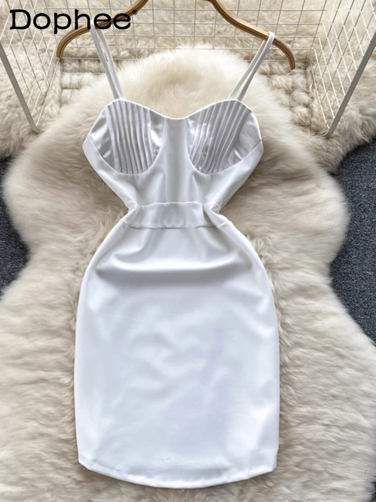 

2022 New Spring Summer Fashion Sexy Off Shoulder Suspender Slim Sleeveless Temperament Hip Wrap Short Dress Women's
