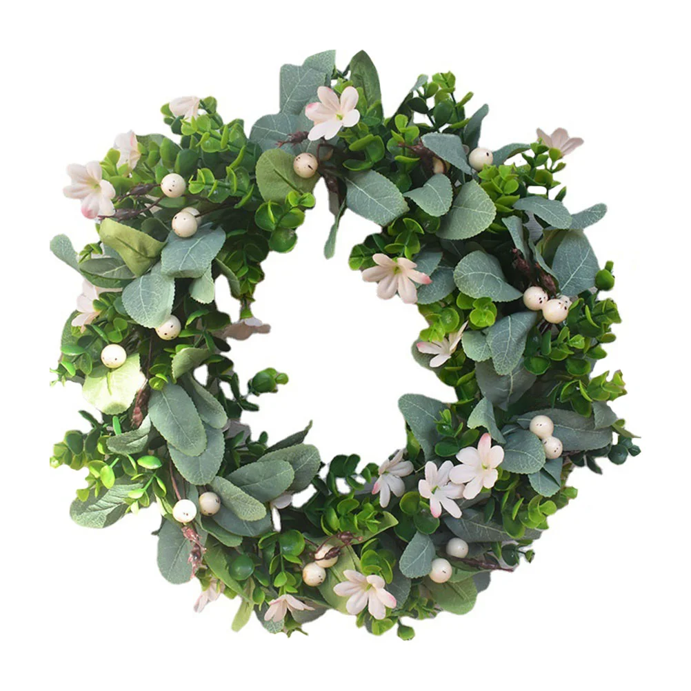 

Искусственный венок, фермерский венок с зелеными листьями, праздничный дверной висячий венок, Декор