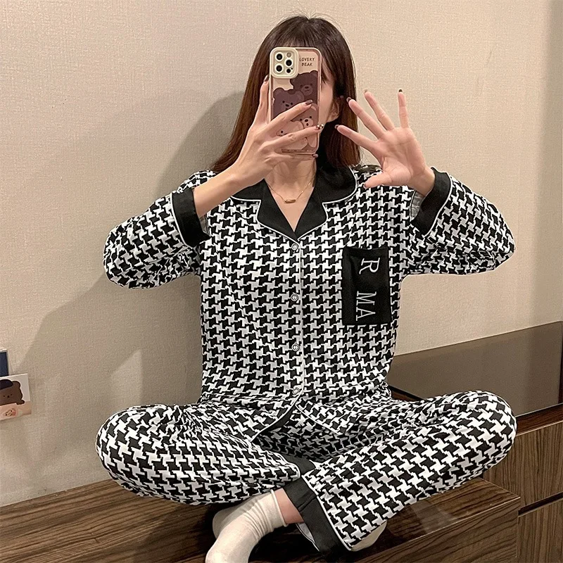 SP&CITY Cartoon Cute Patterned Cotton Long Sleeve Pajamas Suit Women’s Korean Fashion Breathable Sleepwear Spring Autumn Pajamas