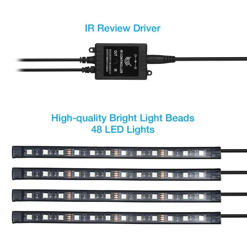 12 лампочек атмосферы автомобиля декоративные неоновые RGB лампочки 8 цветов пульт