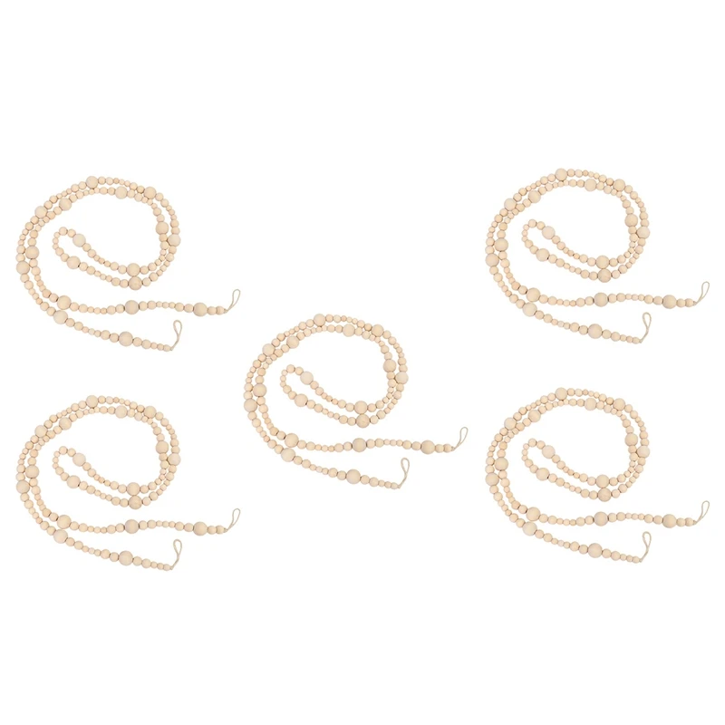

5Pcs 7Ft Wooden Beaded Garland Farmhouse Home Decor