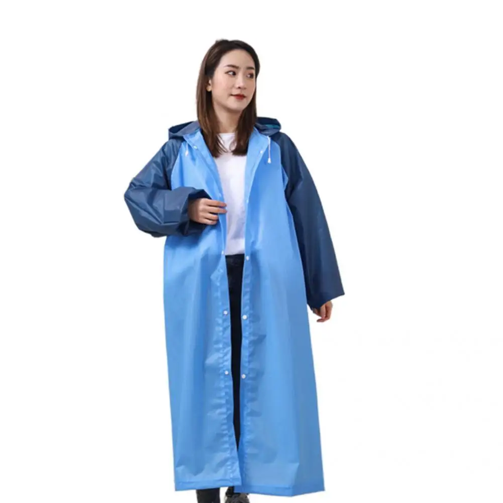 

Wear-Resistant Cap Rope Design Splice Adult Hooded Raincoat for Riding