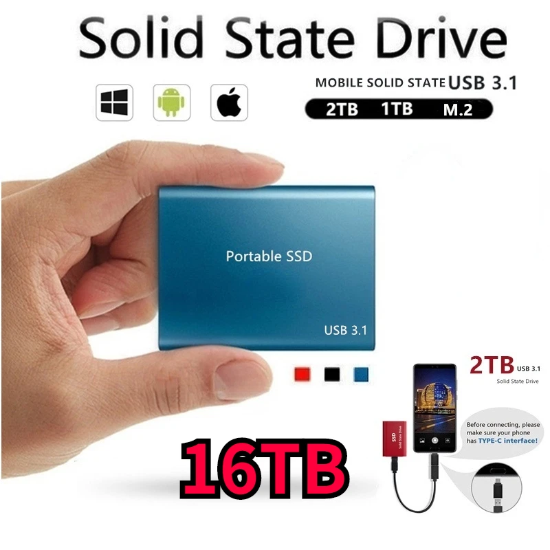 Mini SSD 16 ТБ High-capacityUSB3.1Type-C интерфейс высокоскоростной портативный жесткий диск