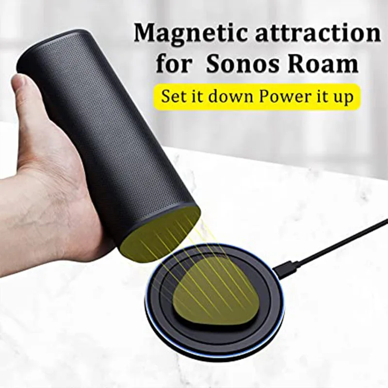 Wireless Charger Compatible For Sonos Roam Portable BT Speaker Charging Pad Magnetic Or USB Quick Power Up Charging Dock
