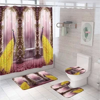 fantasy peacock shower curtain bath mat sets animal flower feather bathroom screen toilet cover anti slip carpet flannel rug pad
