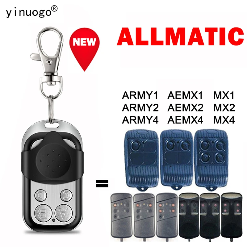 Фото Клон ALLMATIC Пульт дистанционного управления для гаража для ARMY1 ARMY2 ARMY4 AEMX1 AEMX2 AEMX4 MX1 MX2 MX4 Реплика открывания дверей 433 МГц с фиксированным кодом №1