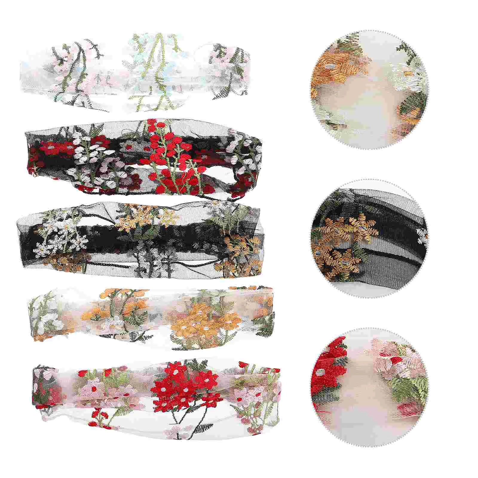 

5 шт. Цветочная Кружевная повязка на голову, женская модная широкая многофункциональная повязка на голову, головной убор для