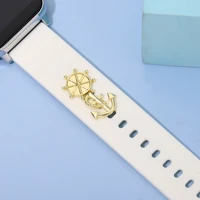 silicone strap for apple watch band galaxy watch 43 bracelet metal decoration jewelry charms for iwatch series 7 6 5 4 3 se
