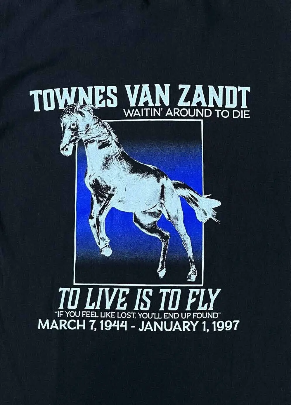 Черная рубашка TOWNES VAN ZANDT To Live Is Fly односторонняя Передняя унисекс модель KE062