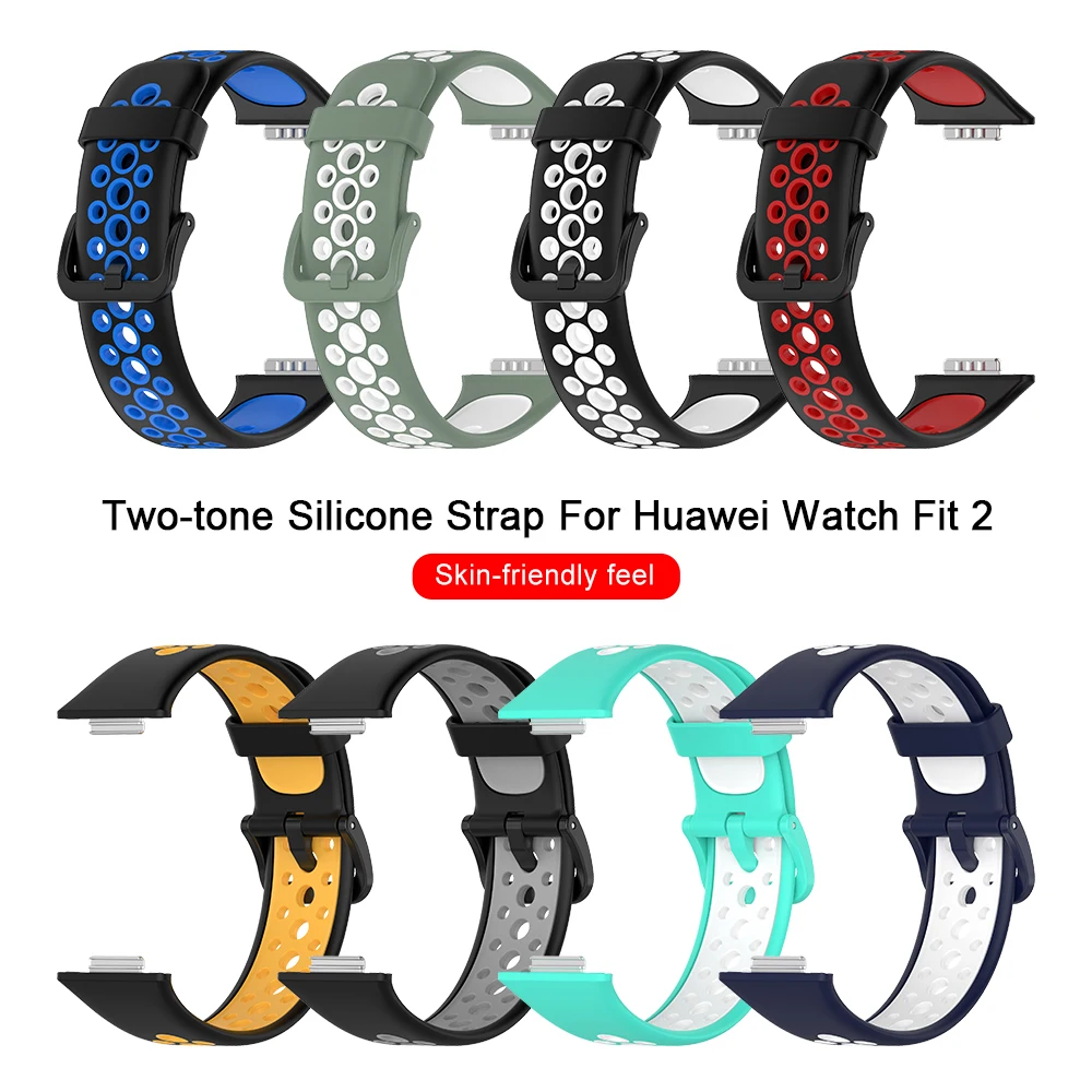 

Two-tone Soft Silicone Straps for Huawei Watch Fit 2 Fit2 Strap On Hauwei Huawey WatchFit2 Smart Watch Replacement Wristband