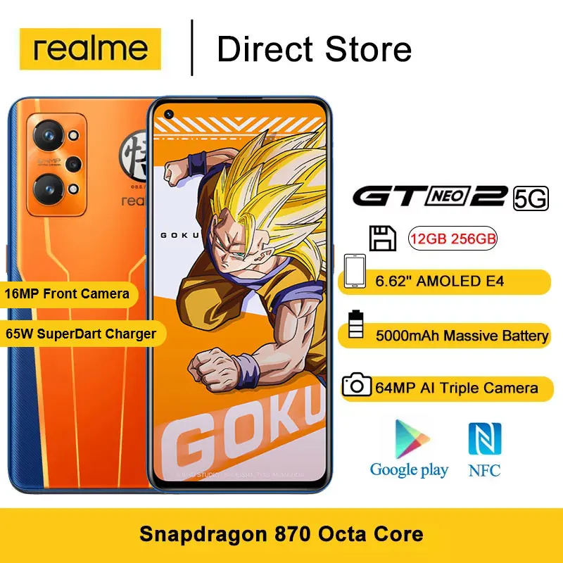 NFC realme GT Neo 2 смартфон с восьмиядерным процессором Snapdragon 870 экраном 6 62 дюйма 65 Вт |