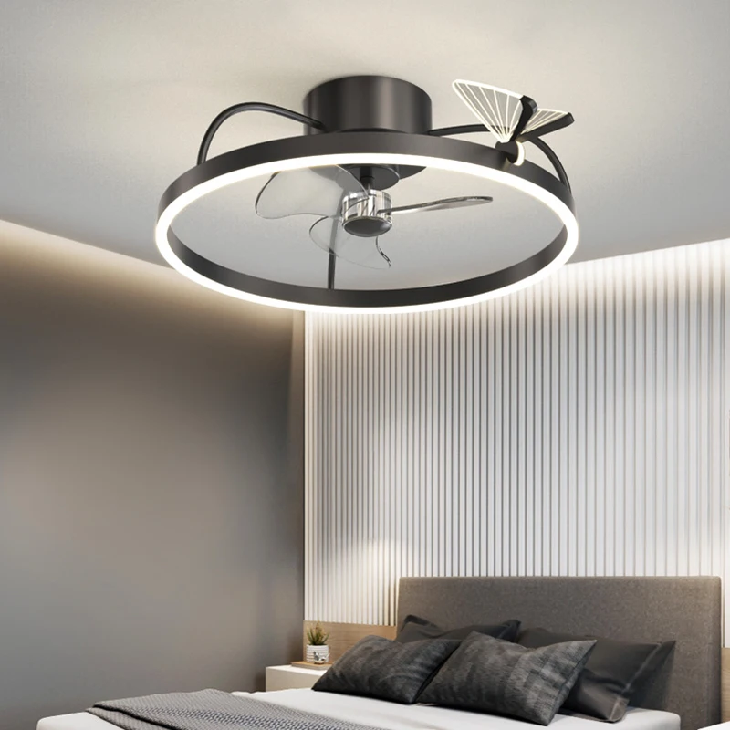 

Art Led Chandelier Pendant Lamp Ceiling Fan With Light Nordic dining room without blades bedroom remote control