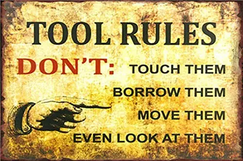 

Tool Rules Sign Theme 8x12 Inch Metal Tin Sign Wall Decor Kitchen Garage Bar Home
