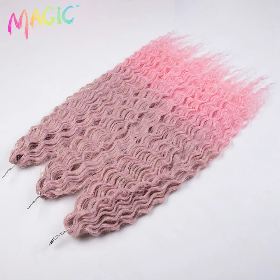 Magic Synthetic Hair Water Wave 24Inch Braid Hair Twist Crochet Hair Ombre Blonde Pink Deep Wave Braiding Hair Extension Cosplay
