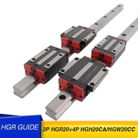 2pc hgh20 200 1000mm square linear guide rail any length4pc slide block carriages hgh20ca hgw20cc cnc router engraving