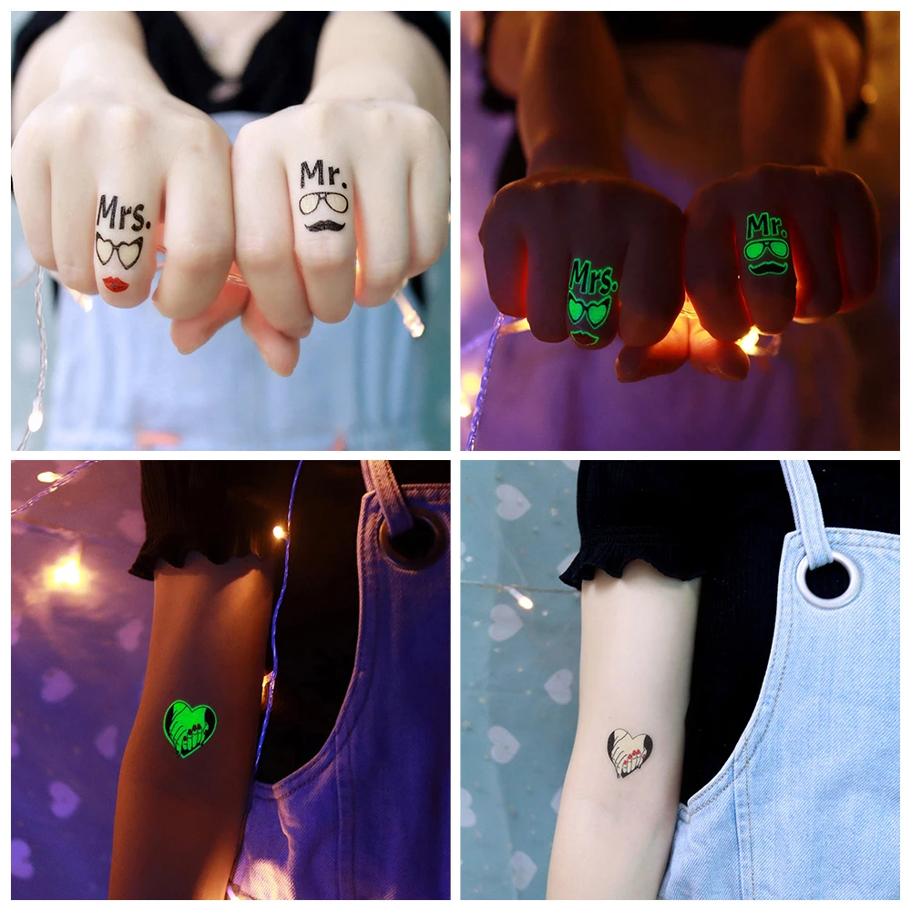 VeeCharm-День Святого Валентина временные Светящиеся Татуировки для