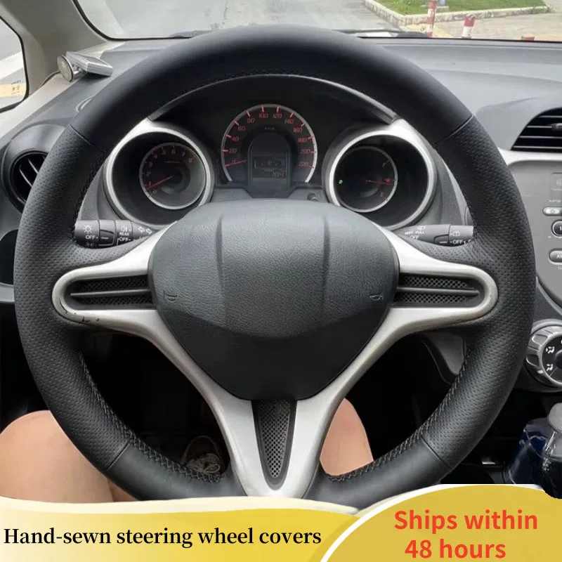 

Крышка рулевого колеса автомобиля для Honda Fit City 2009-2013 Jazz 2009-2013 Индивидуальная кожа из микрофибры DIY оплетка рулевого колеса