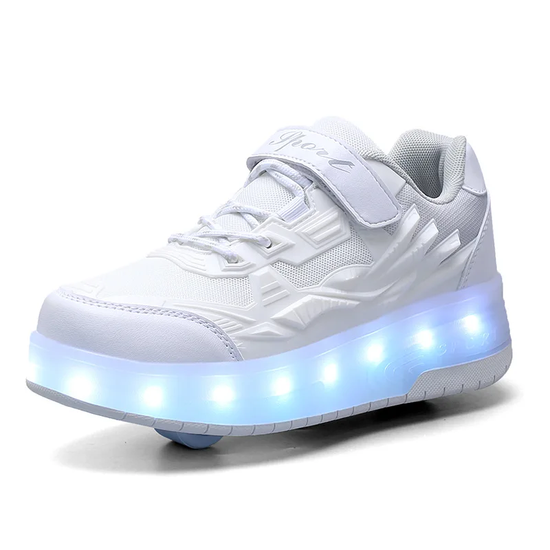 Kid Wheels Shoes Roller Skate Shoes 2 Wheels Child Deform Sn