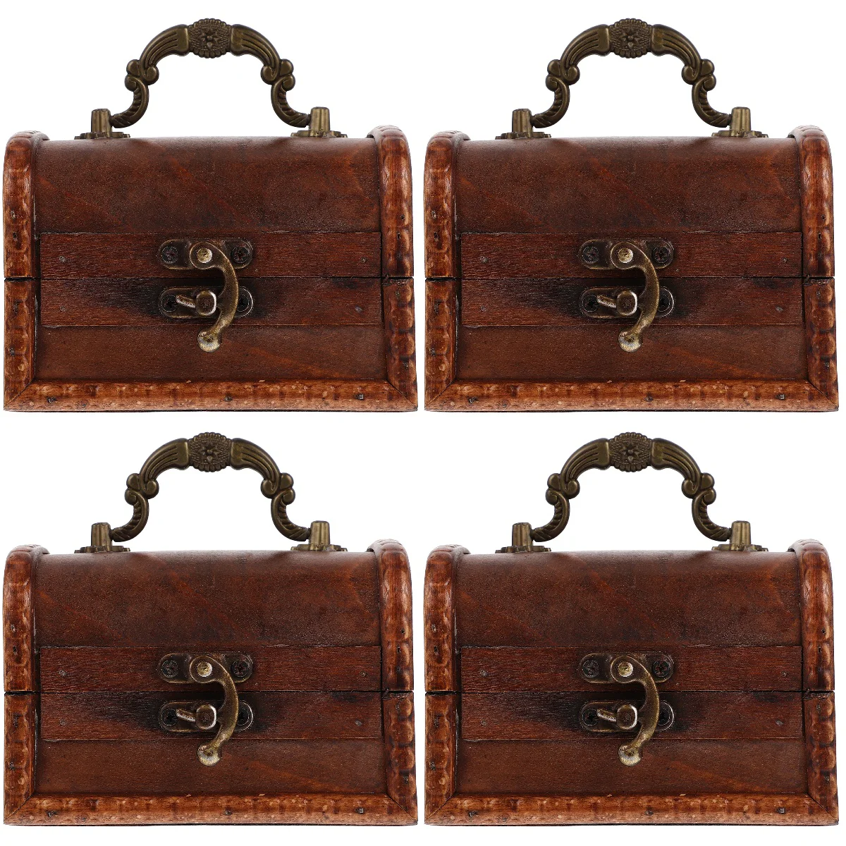 

4pcs Vintage Trinket Box Lock Case Decorative Storage Box