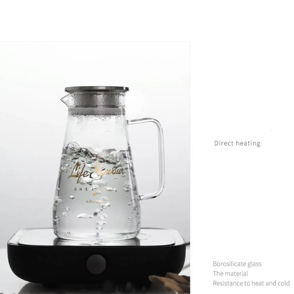 

Borosilicate Glass Pitcher Water Kettle Heat Resistance Juice Container With Stainless Steel Lid Filter BPA Free 1.5L 1.8L 2L