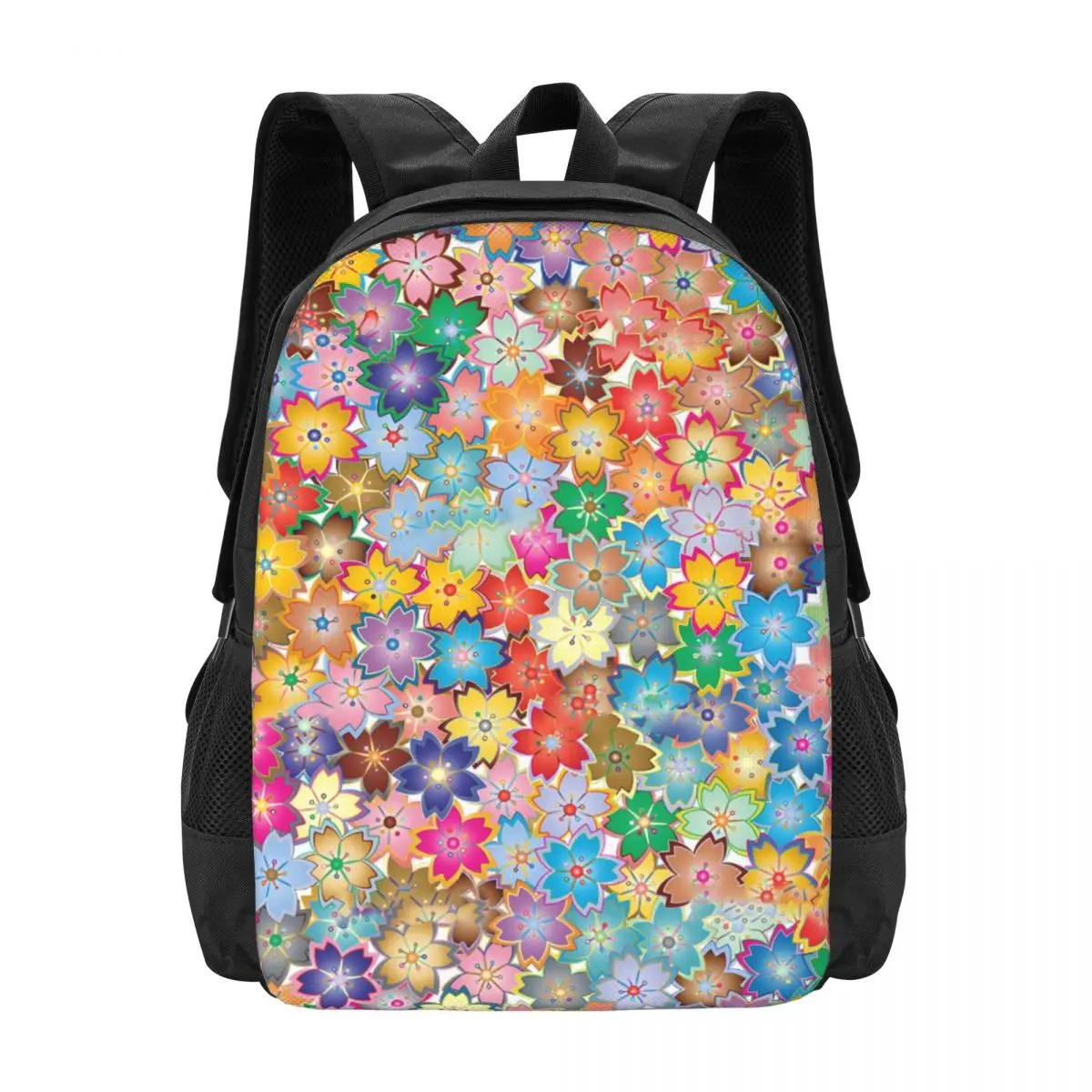 

Flower Power Backpack Colorful Floral Outdoor Backpacks Boy Designer Lightweight School Bags Pretty Rucksack