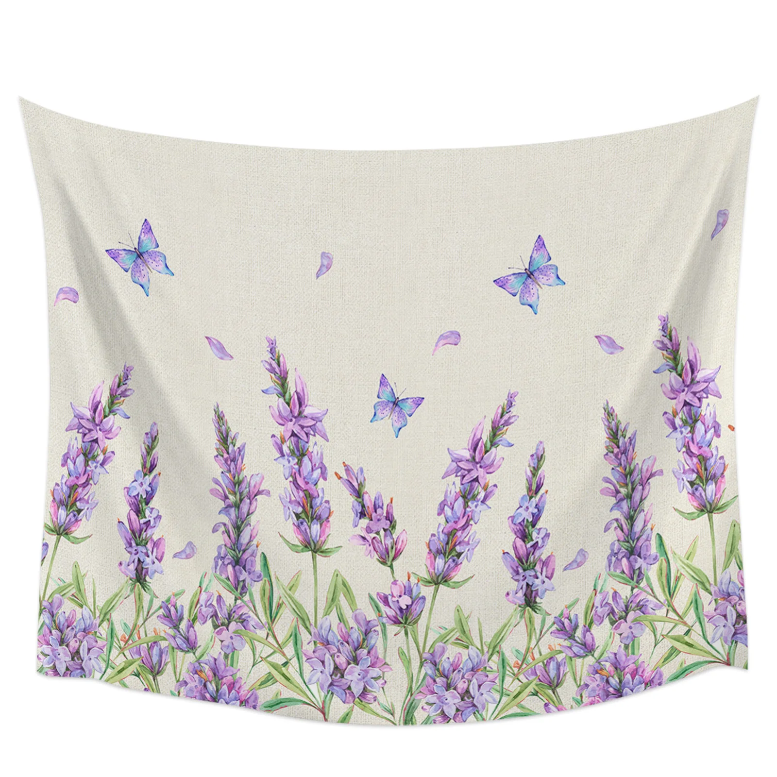 

Watercolor Lavender Flower Butterfly Retro Tapestry Wall Hanging Festival Decoration Hanging Cloth Tapestry for Home Room Decor