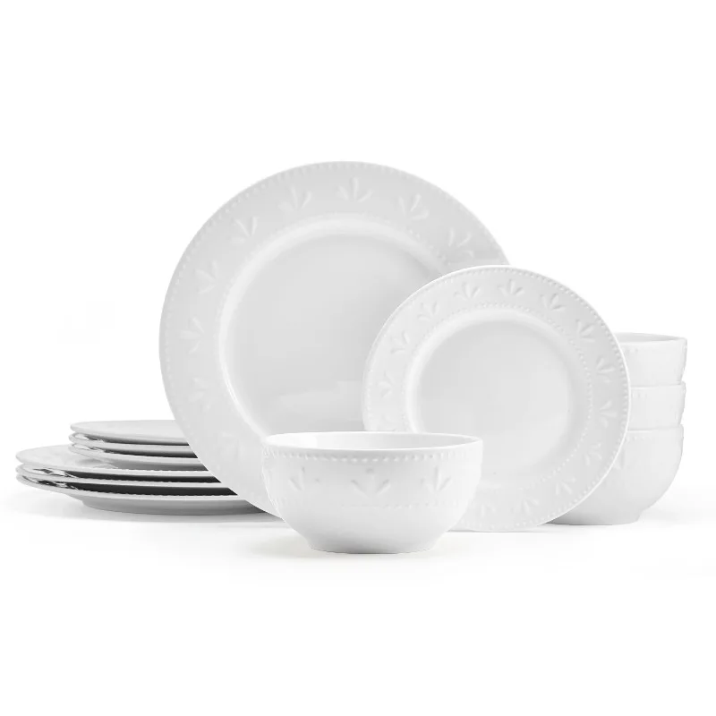 Embossed Porcelain In White