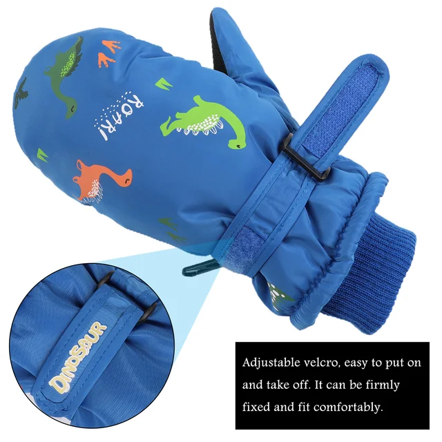 Kids Boys Dinosaur Mittens Cartoon Snow Gloves Winter Children Outdoor Windproof Gloves Kids Hands Warmer Mittens 4