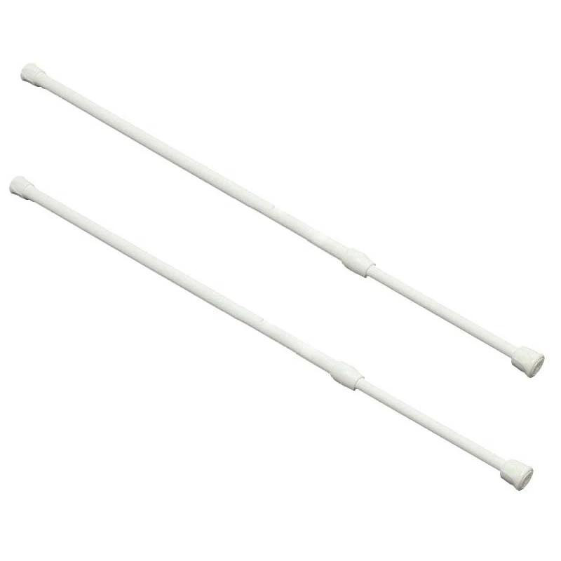 

2X Spring Loaded Extendable Telescopic Net Voile Tension Curtain Rail Pole Rod Rods White 60 X 110Cm