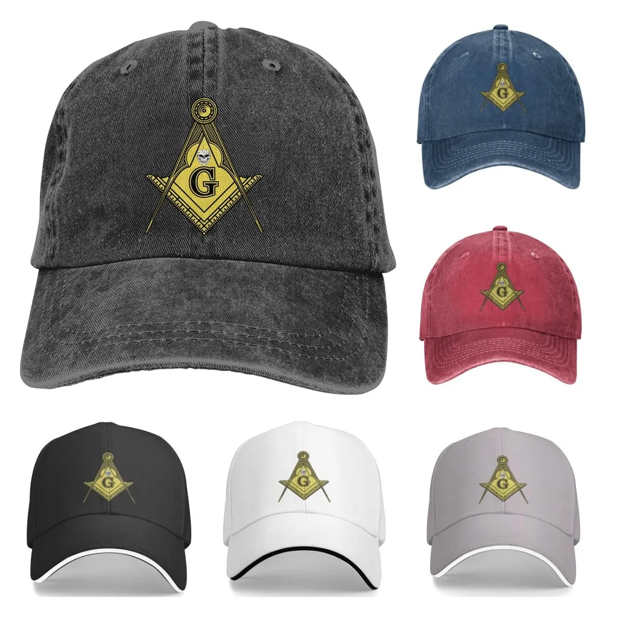 

Freemason Masonic Sports Denim Cap Adjustable Unisex Plain Baseball Cowboy Snapback Hat