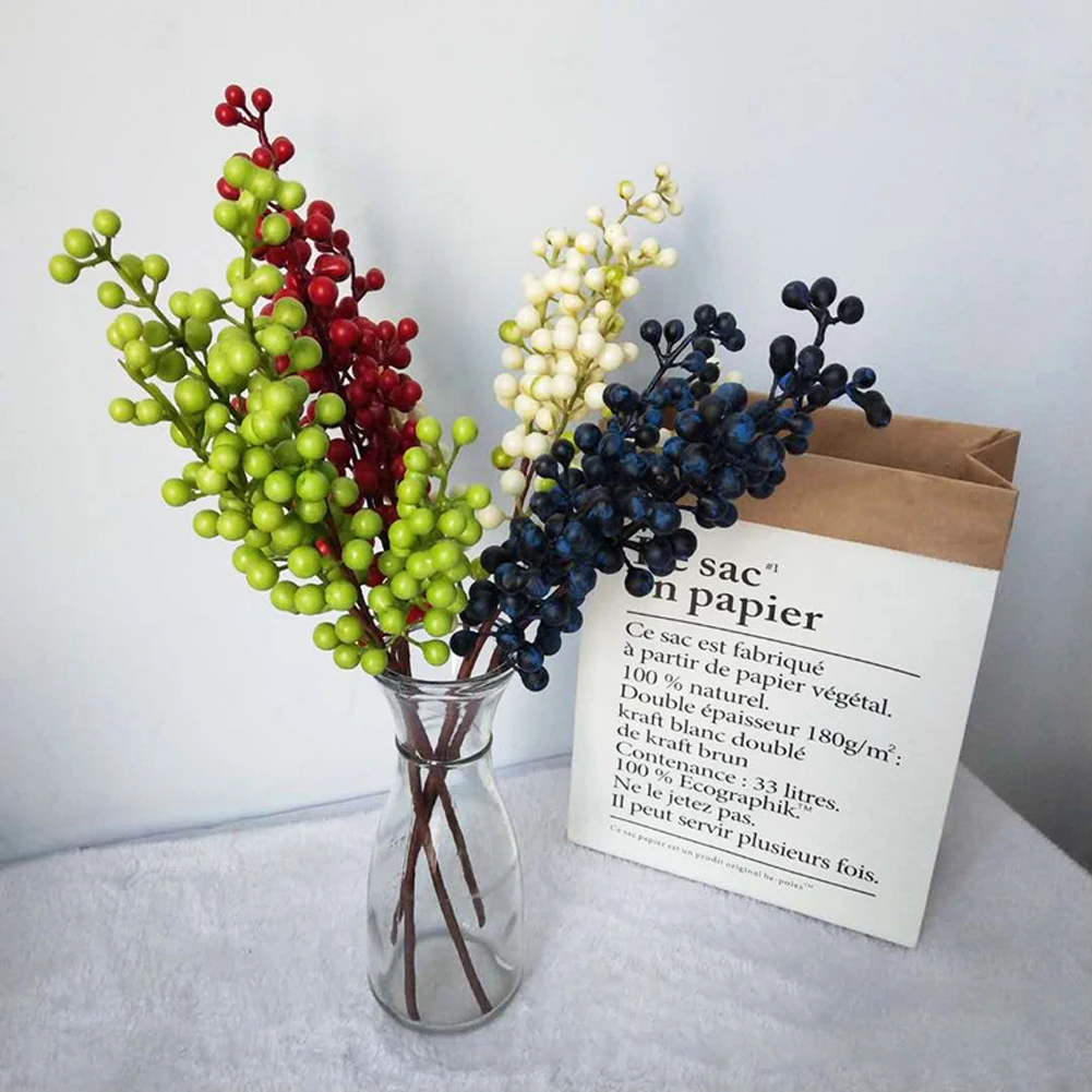 

5 Branch Christmas Berry Stems Artificial Flower Xmas Pick for Wreath Decor