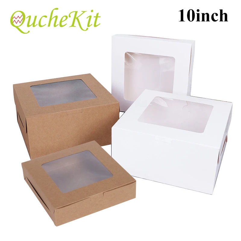 

10Pcs DIY GIfts Package With Window Kraft Paper Cake Candy Cupcake Boxes Packaging Jewelry Box Christmas Wedding Party Favor