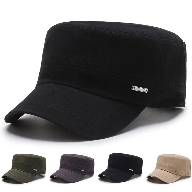 Men Military Caps Quick Drying Summer Mesh Outdoor Sport Breathable Cadet Army Cap Flat Top Hat Cycling Running Cap Baseball Cap