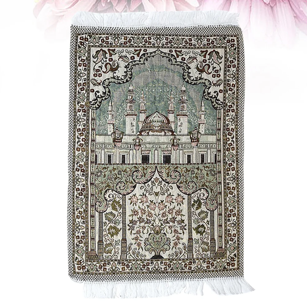 

1pc Muslim Prayer Rug Tassel Floral Mosque Printing Portable Carpet Worship Rug Meditation Pilgrimage