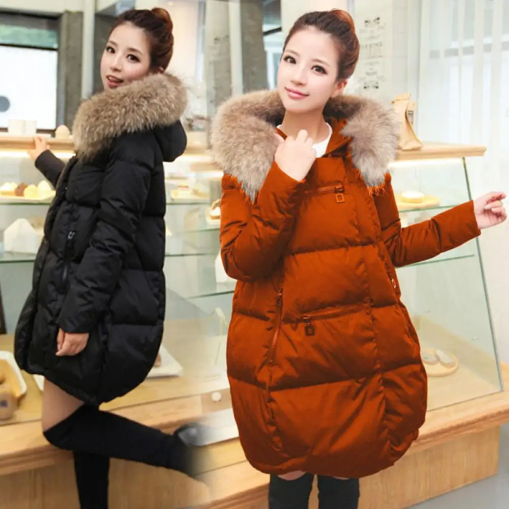 Winter Thicke Down Cotton Jacket Parkas Women Clothes Korean Loose Hooded Long Outerwear Coat Pregnantt korean