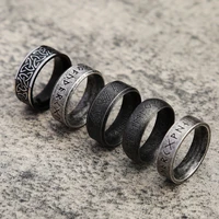 fashion vintage viking rune ring punk simple stainless steel valknut ring mens biker nordic amulet jewelry gift dropshipping