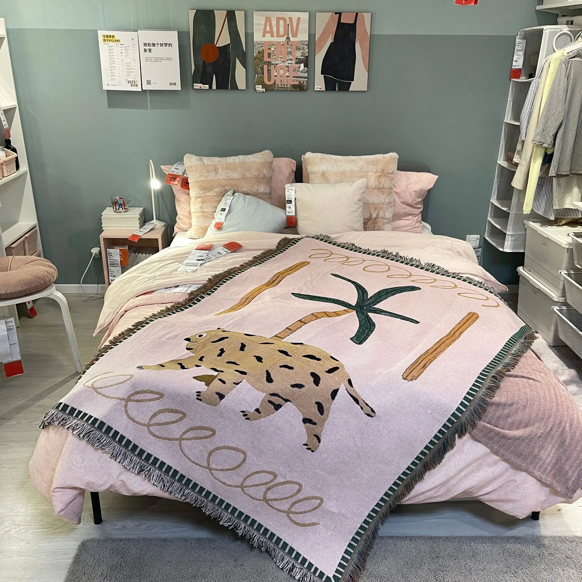 

Coconut Leopard Pink Cotton Blanket Sofa Blanket Leisure Blankets Decorative Tapestry Sofa Cover Towel New In Warm Winter Throw