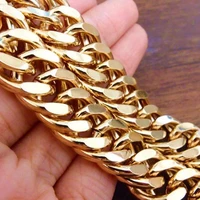 12mm thick heavy chain yellow gold filled mens necklace double curb chain solid jewelry gift 60cm long