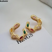 kshmir 2022 texture color zircon earrings for women simple fashion jewelry accessories gift metal gold earrings